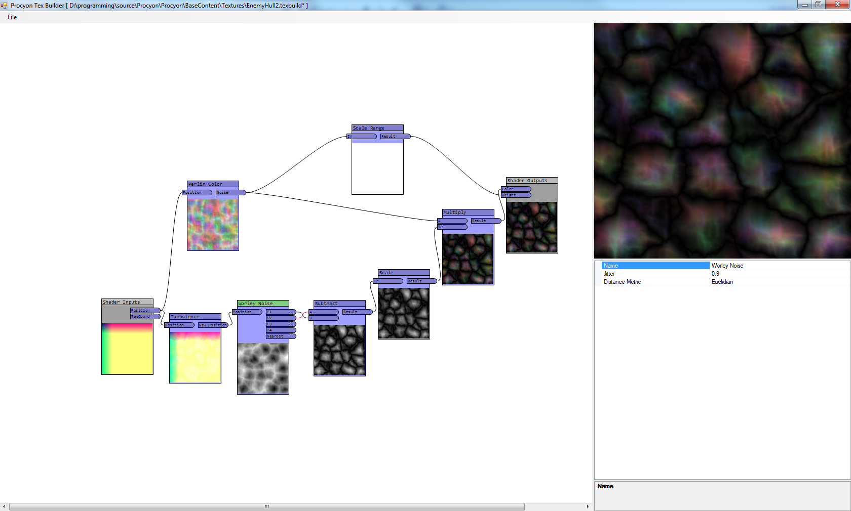 Image from a node-based texture generator showing off the arrangement of nodes